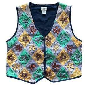 Vintage Paul Harris Design Boho Flower Patchwork Vest
